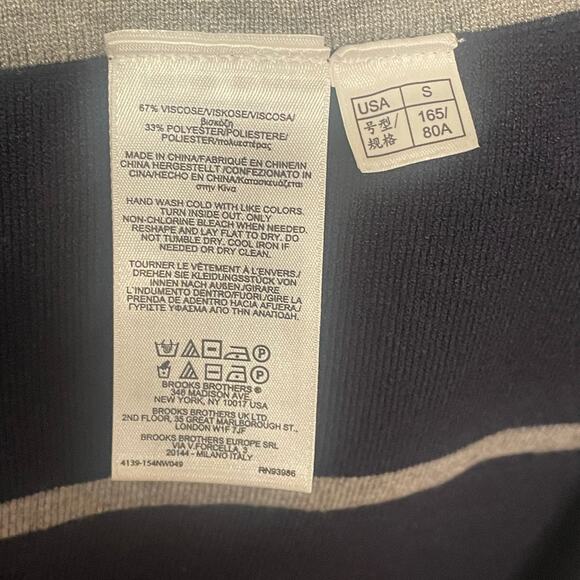 Brooks Brothers Red Fleece Navy Blue & Gray Sweater Dress Pleated Flare S Small - Picture 8 of 11